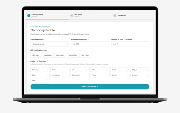 Preview of the Quentic EHS ROI Calculator