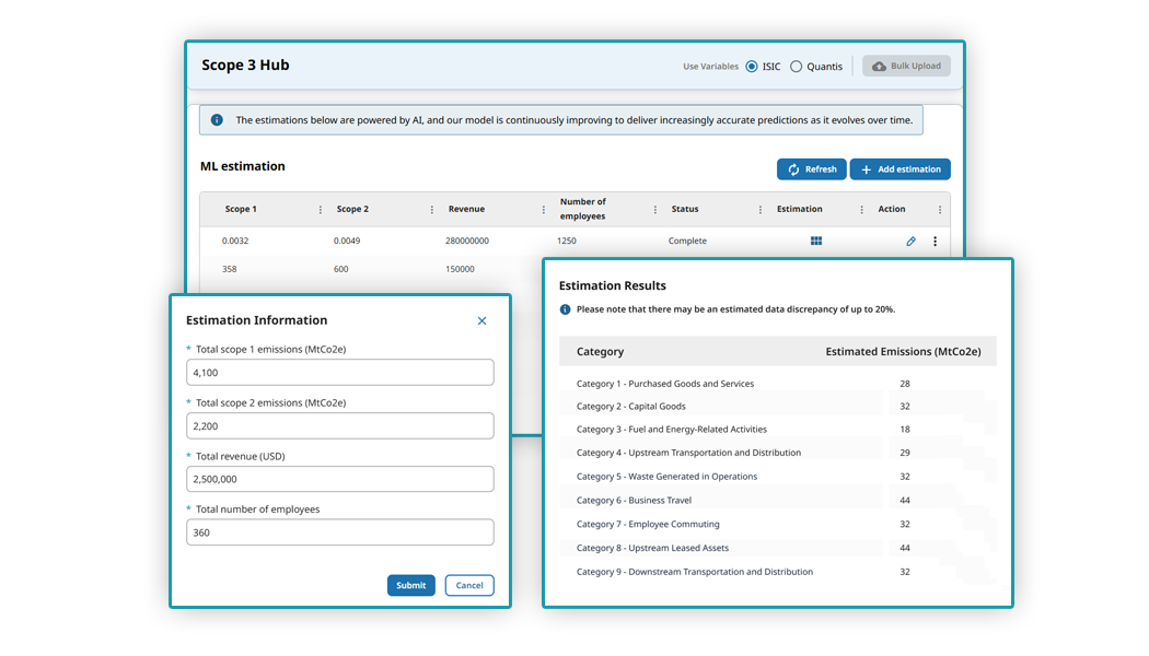Preview Quentic AI Scope 3 estimations